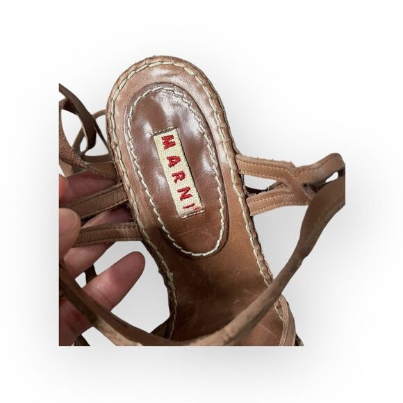 Marni Brown Leather Strappy Sandals Size 6 - Picture 2 of 5